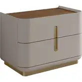 Aurelia Nightstand in Light Grey, Walnut & Brushed Bronze (Set of 2)
